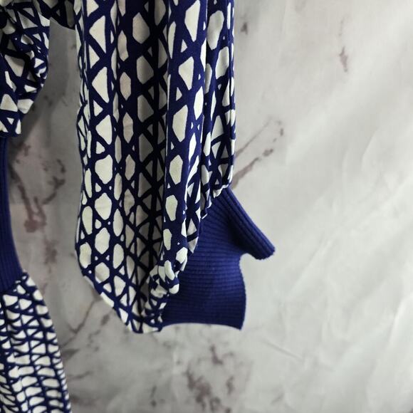 Anthropologie Dress Womens XS Royal Cobalt Blue White Maeve Batwing Midi Gemma - Picture 4 of 15